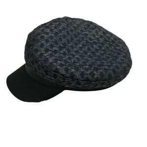 Textured Fisherman’s Cap. Black. Initial M in gold with bling. Fishermancore